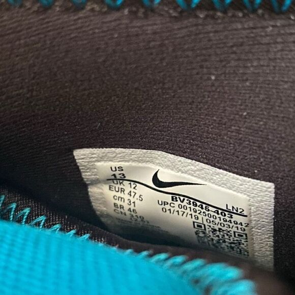 Nike Alpha Menace Pro 2 Football Cleats Teal Black Gold BV3945-403 Mens size 13 - Picture 8 of 8